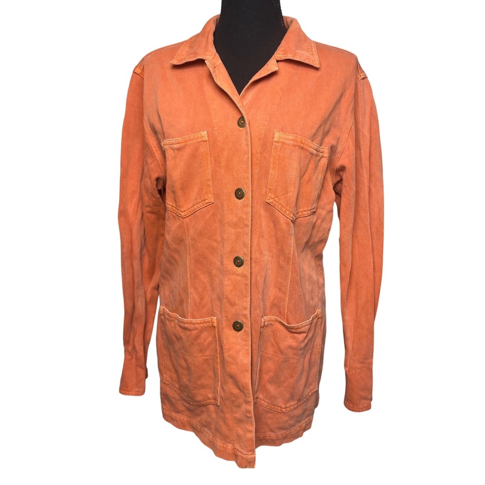 The Territory Ahead Women's M Orange Cotton Chore Jacket Utility Shirt USA